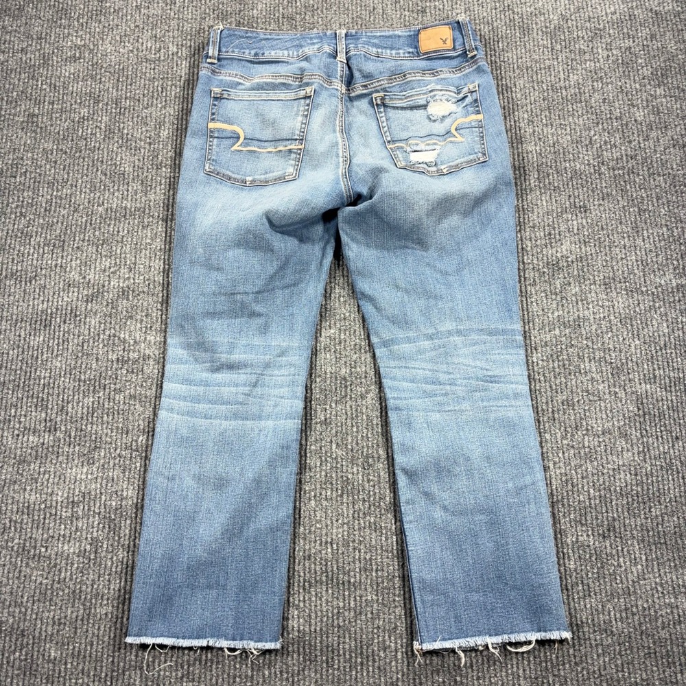 American Eagle Artist Crop Jeans Women 14 Blue Distressed Super Super Stretch - Picture 13 of 14